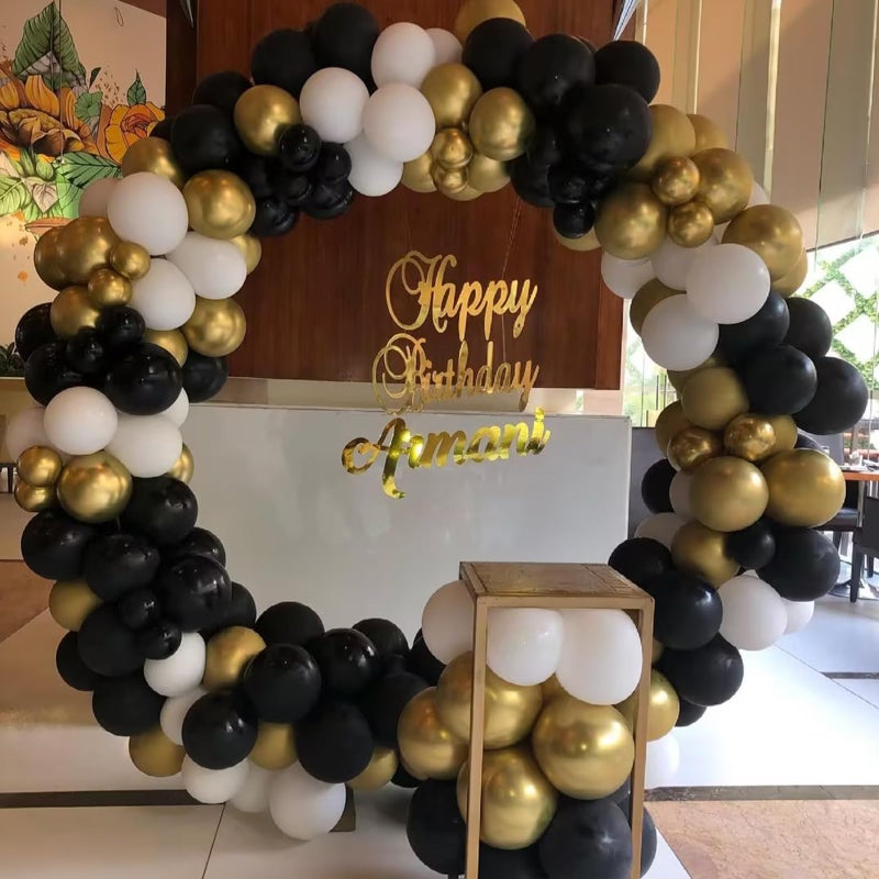 YMSZ Black White Gold Balloons Set, 67 Pcs 12 Inch Black Gold Confetti Party Balloons for Birthday, New Year, Graduation Party Decorations - Image 5